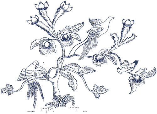 whimsical illustration of birds and flowers